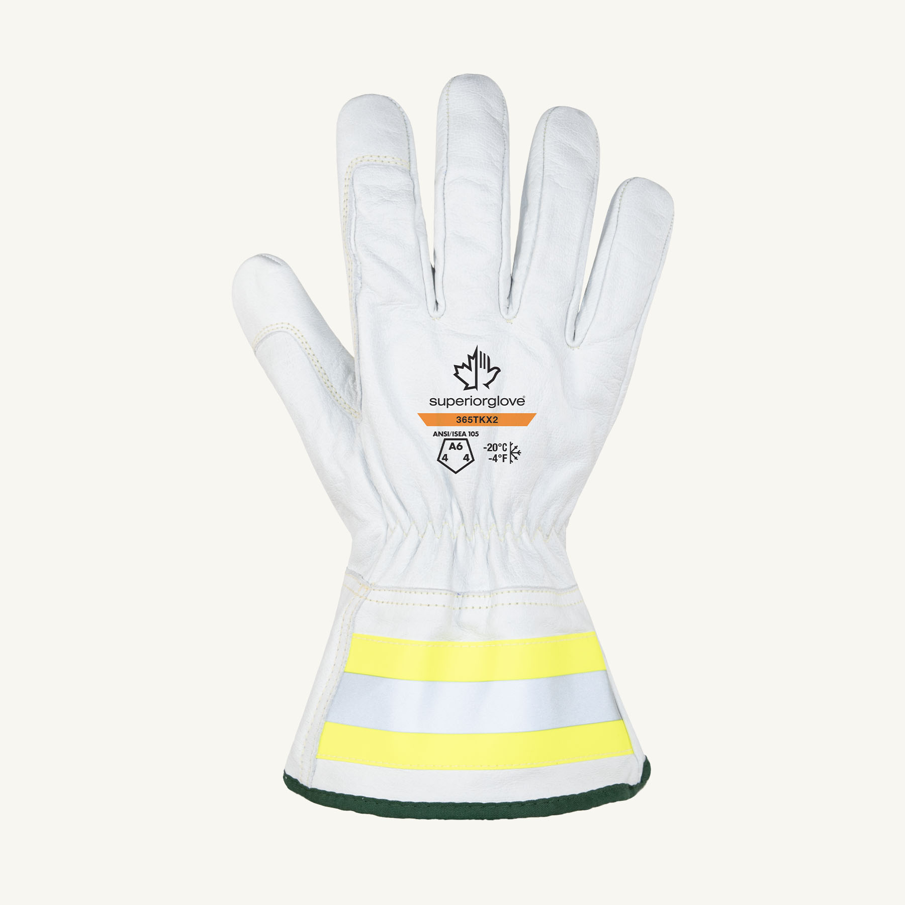 Superior Glove® Endura Pro® 365TKX2 A6 Lineman Glove w/ 2-in Hi-Viz Cuff - back of hand